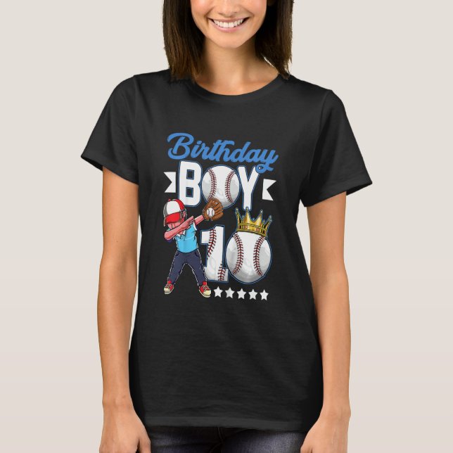 Kids   Birthday Boy 10 Years Old Baseball Players  T-Shirt (Front)