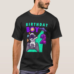 Kids Birthday Boy 2 Gamer Dabbing Astronaut 2 Year T-Shirt