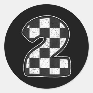 Kids Birthday Boy 2 Two 2nd Birthday Racing Car Fl Classic Round Sticker
