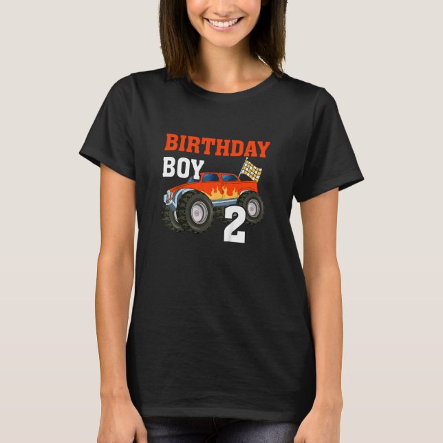 Kids Birthday Boy 2  Two Race Car 2nd Birthday Rac T-Shirt (Front)