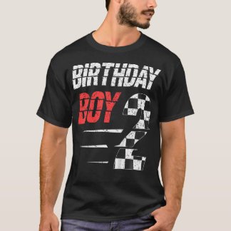 Kids Birthday Boy 2 Two Racing Flag 2Nd Birthday R T-Shirt