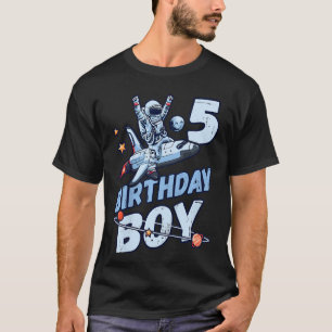 Kids Birthday Boy 5 Years Old Astronaut Planets In T-Shirt