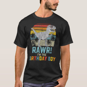 Kids Birthday Boy Dino Rex Dinosaur Boys Matching T-Shirt