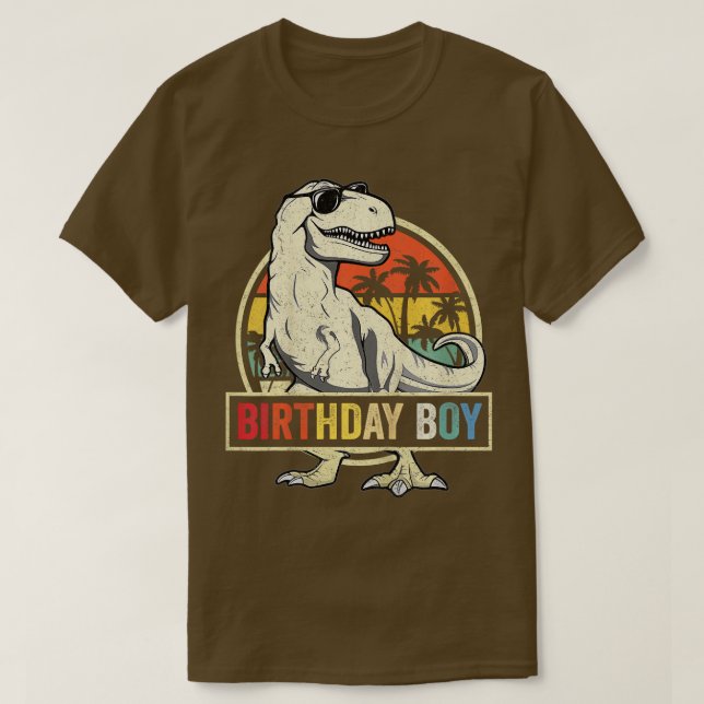 Kids Birthday Boy Dino T Rex Dinosaur Boys Matchin T-Shirt (Design Front)