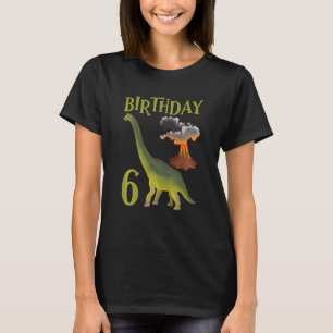 Kids Birthday Boy Dino Volcano 6 Years Old Boy T-Shirt