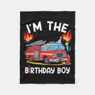 Kids Birthday Boy Fire Truck Firefighter Bday Fleece Blanket