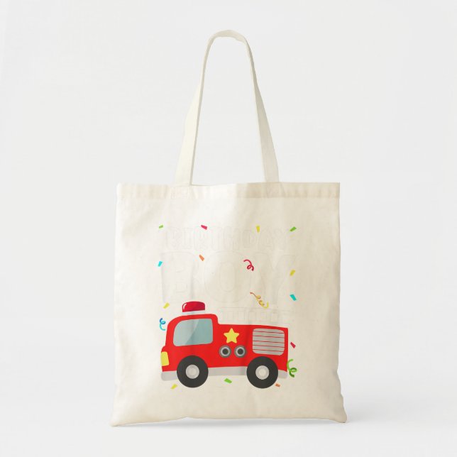 Kids Birthday Boy Fire Truck Party Firefighter The Tote Bag (Front)
