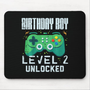 Kids Birthday Boy Level 2 Unlocked Gamer Controlle Mouse Pad