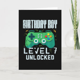 Kids Birthday Boy Level 7 Unlocked Gamer Controlle Card