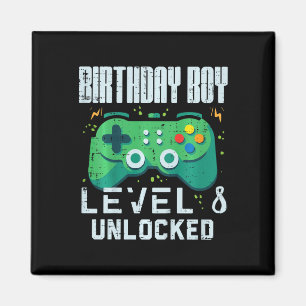 Kids Birthday Boy Level 8 Unlocked Gamer Controlle Magnet