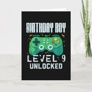Kids Birthday Boy Level 9 Unlocked Gamer Controlle Card