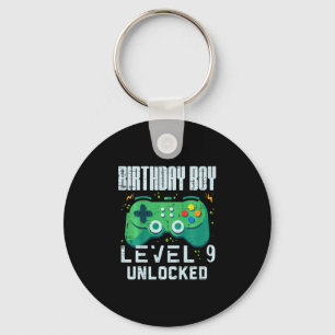 Kids Birthday Boy Level 9 Unlocked Gamer Controlle Key Ring