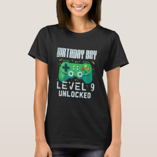 Kids Birthday Boy Level 9 Unlocked Gamer Controlle T-Shirt
