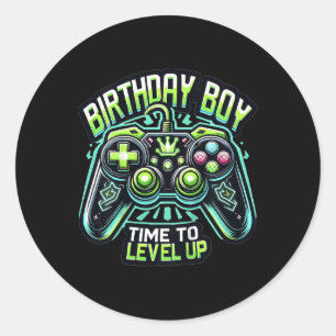Kids Birthday Boy Level Up Gamer Controller Video Classic Round Sticker