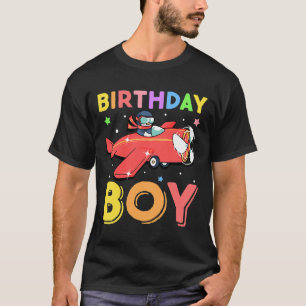 Kids Birthday Boy Pilot Penguin Airplane Birthday  T-Shirt