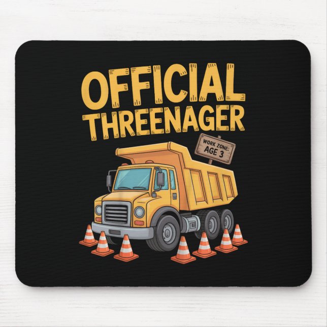 Kids Birthday Boy Three Years Old Threenager Const Mouse Pad (Front)