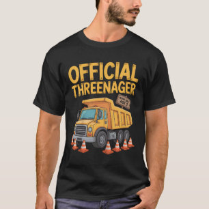 Kids Birthday Boy Three Years Old Threenager Const T-Shirt