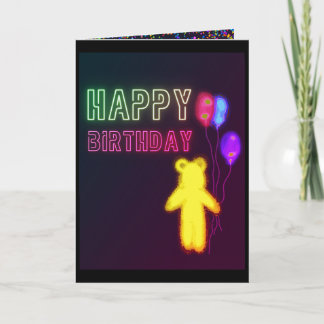 Kids Birthday Card Happy Birthday Bear Baloons