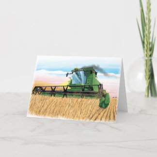 kids birthday card with combine harvester