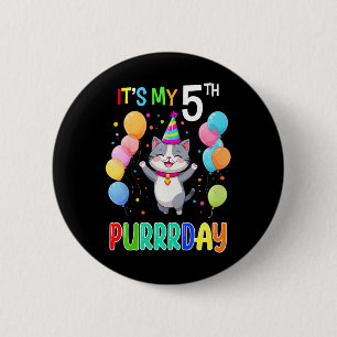 Kids Birthday Cat Shirt 5 Girls Boys 5th Birthday 6 Cm Round Badge