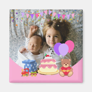 Kids birthday celebration personalised photo Magnet