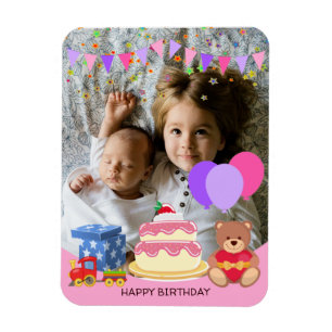 Kids birthday celebration personalised photo Magnet