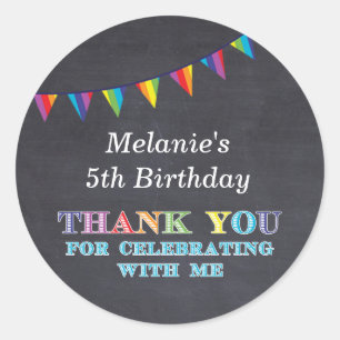 Kids birthday chalkboard bunting stickers favours