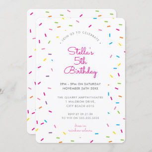 KIDS BIRTHDAY colourful bright sprinkle border Invitation