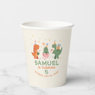 Kids Birthday Colourful Childish Dinosaurs Paper Cups