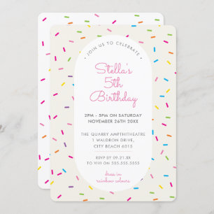 KIDS BIRTHDAY colourful girly sprinkles border pin Invitation