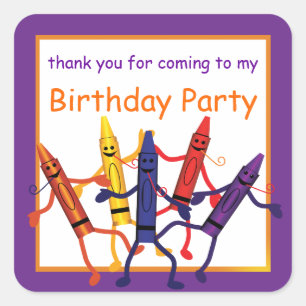 Kids Birthday Crayon Party Favours Sticker