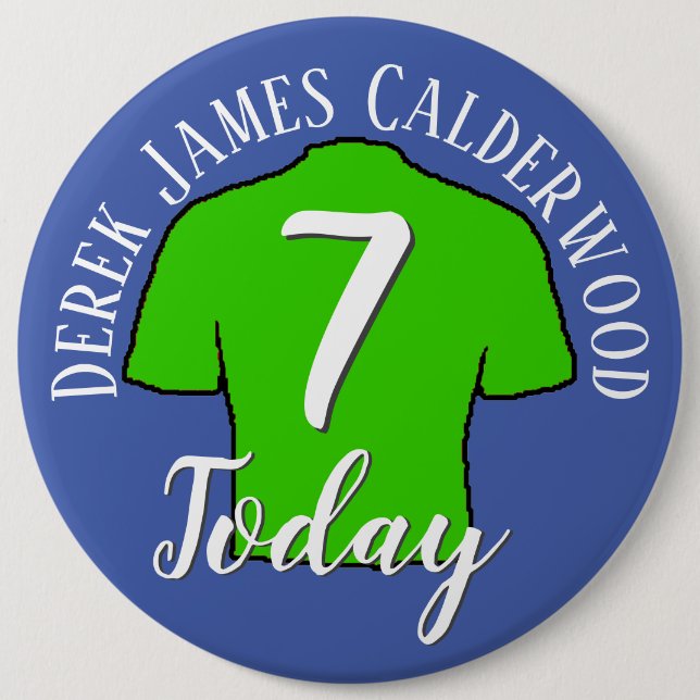 Kids Birthday Football Shirt to Personalise 6 Cm Round Badge (Front)