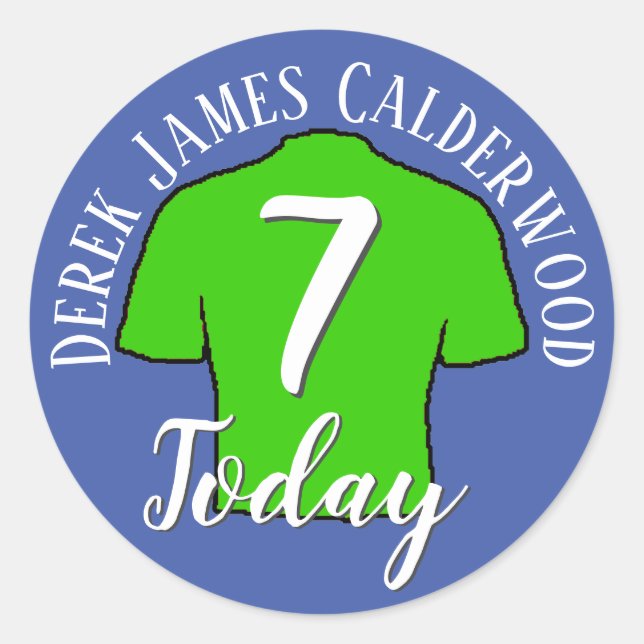 Kids Birthday Football Shirt to Personalise Classic Round Sticker (Front)