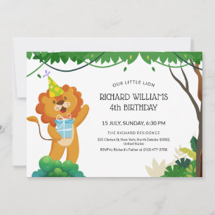 Kids Birthday For Lion Theme Birthday Celebration Invitation