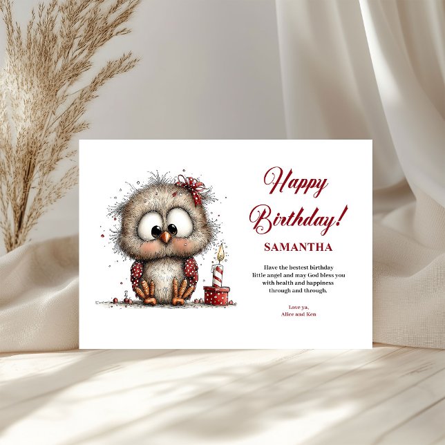 Kids Birthday Funny Whimsical Animals Red Black  (Kids Birthday Funny Whimsical Animals Red Black Fun greeting card)