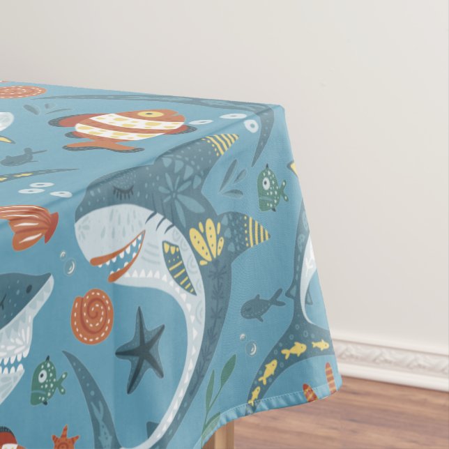 Kids Birthday Gifts Nemo Fish Shark Shell Sea Tablecloth (In Situ)