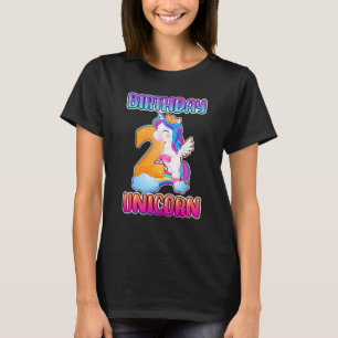 Kids Birthday Girl 2 Year Old Little Unicorn With T-Shirt