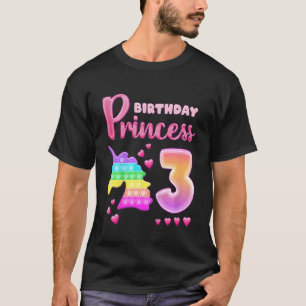 Kids Birthday Girl 3 Year Old Unicorn Pop It Fidge T-Shirt