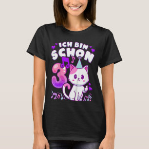 Kids Birthday girl 3 years old, K-pop, kitten, in T-Shirt