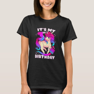 Kids Birthday girl 3 years old Unicorn Pop it 3rd T-Shirt