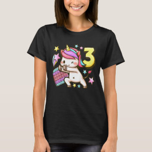 Kids Birthday girl 3 years old, Unicorn, Pop It, N T-Shirt
