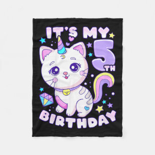 Kids Birthday Girl 5 Years Old Fleece Blanket
