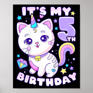 Kids Birthday Girl 5 Years Old  Poster