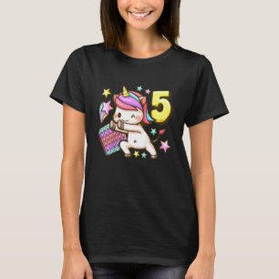 Kids Birthday girl 5 years old, Unicorn, Pop It, N T-Shirt