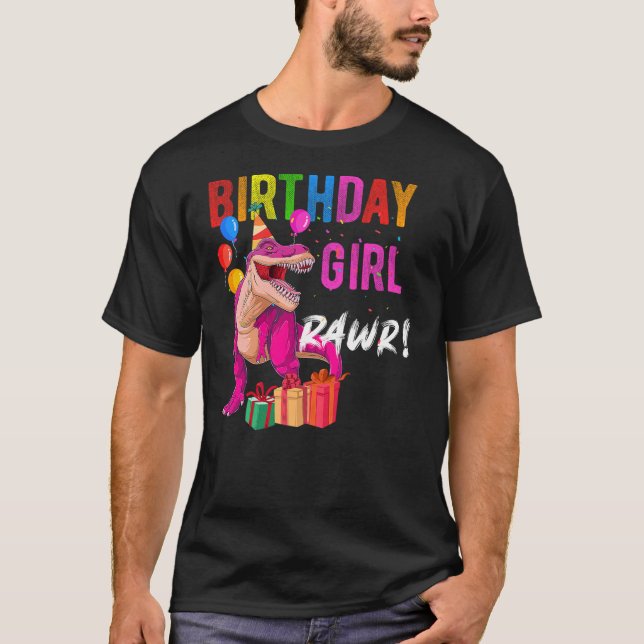 Kids Birthday Girl Dinosaur Shirt,T-Rex Raptor Bir T-Shirt (Front)