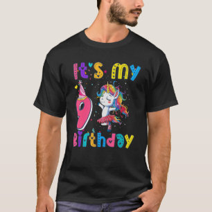 Kids birthday girl Unicorn 9th i'm 9 years old des T-Shirt