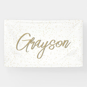 Kid's Birthday Gold Glitter Boy Name Banner