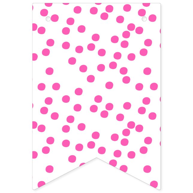 Kids Birthday - Hot Pink Polkadots Pattern Bunting (First Flag)