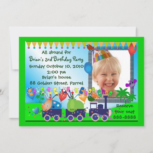 Kids Birthday Invitation 019: Train (Front)