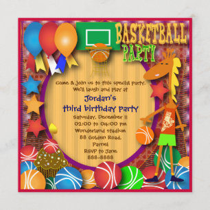 Kids birthday invitation 031: Basketball